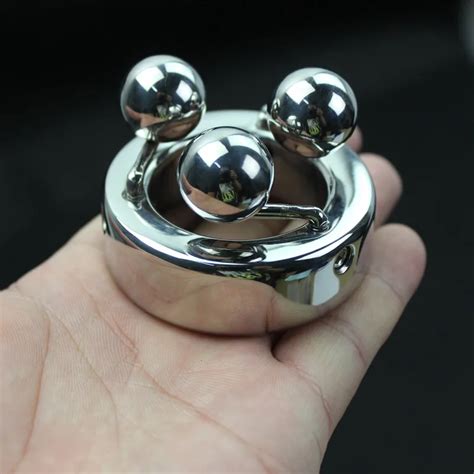 Top Stainless Steel Scrotum Bondage Ring Metal Locking Pendant Ball