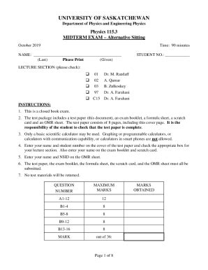 Fillable Online Phys Midterm Exam Fax Email Print Pdffiller