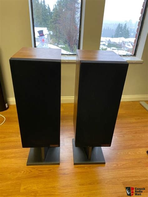 Mission Freedom Floorstanding Speakers Walnut Pair W Stands Photo