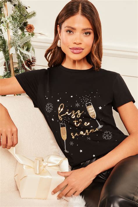 Buy Lipsy Black Christmas Round Neck T Shirt From The Next Uk Online Shop