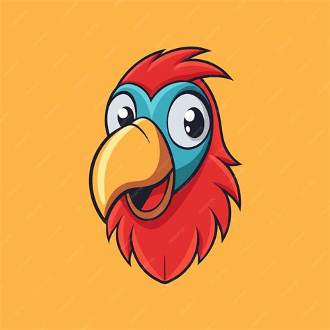 Parrot Face Cartoon Vector Icon Illustration Animal Nature Icon Concept