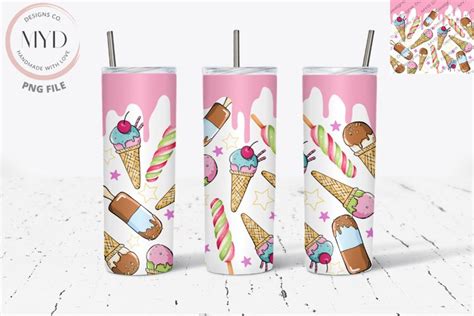 Ice Cream Cone Pink Drip Party Sublimation Tumbler