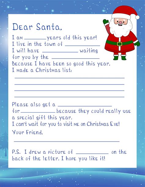 Letter To Santa Coloring Page Printable Dear Santa Letter Christmas ...