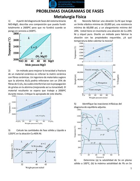 Problemas Diagramas De Fase PROBLEMAS DIAGRAMAS DE FASES Metalurgia