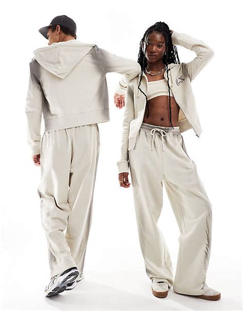 Collusion Unisex Zip Up Hoodie And Sweatpants In Ombre Gray Wash Set Asos