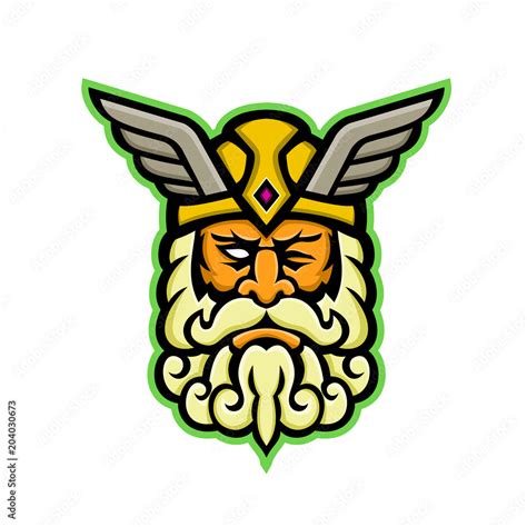 Mascot Icon Illustration Of Head Of Odin Also Called Wodan Woden Or Wotan One Of The