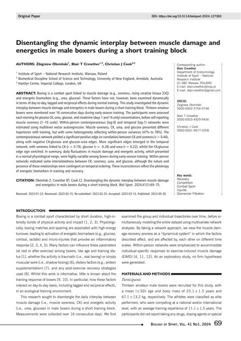 PDF Disentangling The Dynamic Interplay Between Muscle Damage And