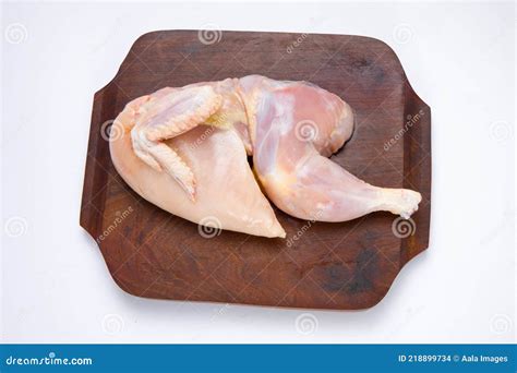 Raw Half Chicken With Skin Stock Photo Image Of Isolated