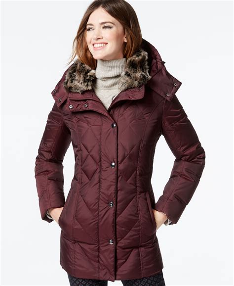 London Fog Faux Fur Collar Quilted Down Coat And Reviews Coats