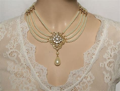 Bridal Pearl Necklace Pearls Silver Bride Choker Bride Etsy Bridal