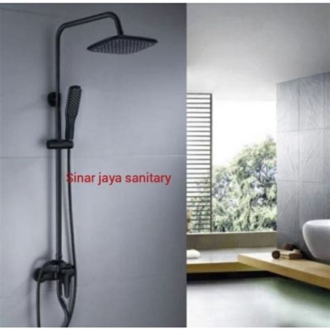 Jual Kran Tiang Shower Kotak Hitam Panas Dingin Stainless Kran Tiang