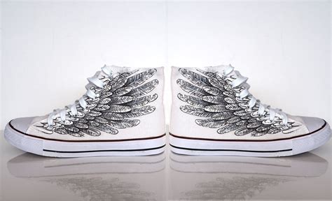 Handpainted Angel Wings Shoes Custom Wings Shoes Feathers Sneakers