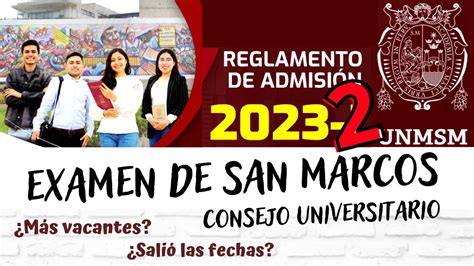 Urgente Fechas Para El Examen De Admisi N San Marcos