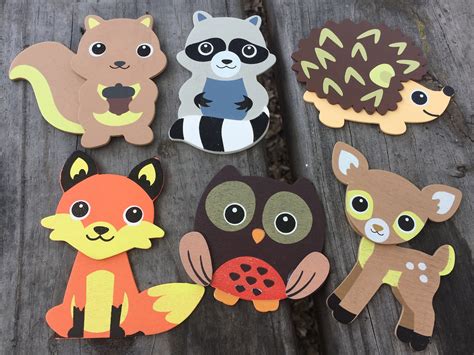 Real Wood Painted Woodland Animal Cutouts Woodland Baby | Etsy