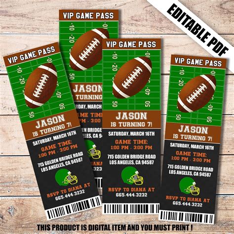 Football Invitation Football Party Invitation Football | Etsy