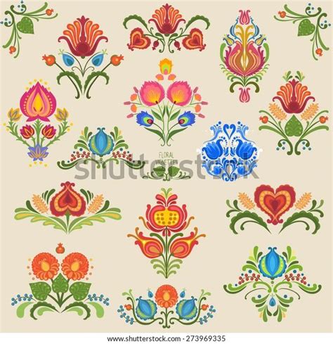 Elements Traditional Slavic Ornaments Big Vector Stock Vektorgrafik