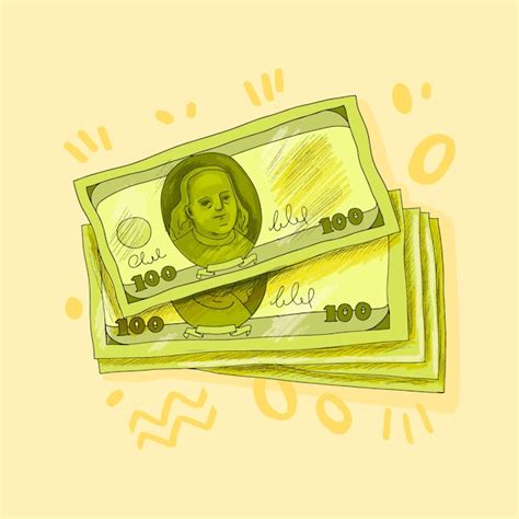 Premium Vector Hand Drawn 100 Dollar Bill Cartoon Illustration