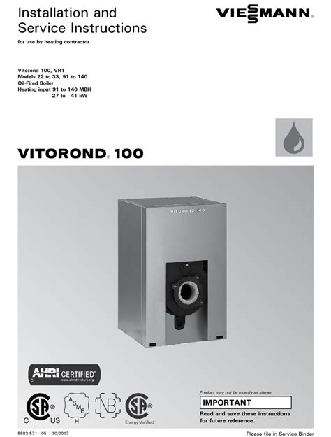 VIESSMANN VR1 22 INSTALLATION AND SERVICE INSTRUCTIONS MANUAL Pdf