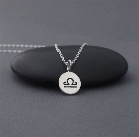 Libra Necklace Sterling Silver Libra Zodiac Charm Pendant Etsy