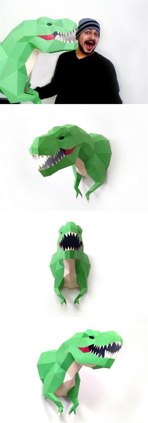 Diy T Rex Trophy D Papercraft By Paper Amaze Thehungryjpeg