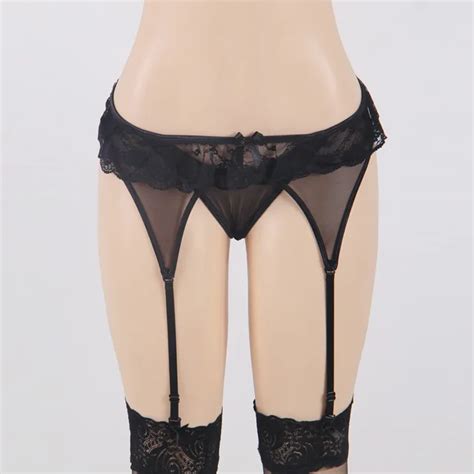 Hot Double Layered Mesh Garter Belt Suspender With G String Thong For