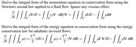 Solved Derive The Integral Form Of The Momentum Equation In