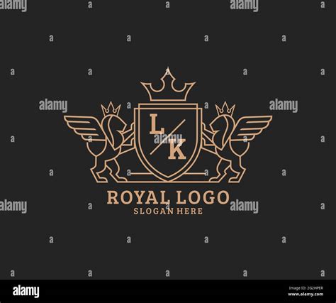 Lk Letter Lion Royal Luxury Heraldic Crest Logo Template In Vector Art