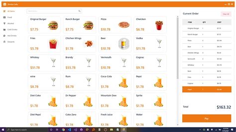 C Tutorial Restaurant Cafe Fast Food Point Of Sale Pos Ui Design