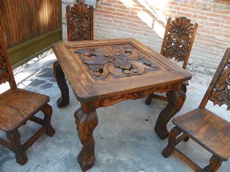 Comedor Vintage Tallado En Madera Acabado Antiguo A La Cera 9750