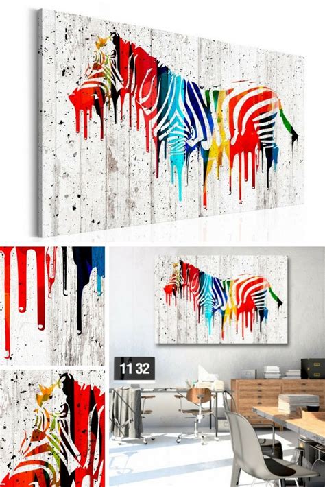 Cuadro Decorativo Colourful Zebra Cuadros Modernos T Cnicas De