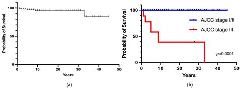 (a) Overall survival; (b) Survival rate according to the stage at... | Download Scientific Diagram