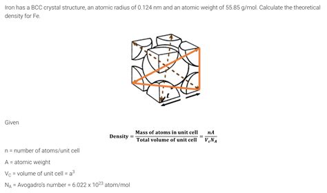 Solved Iron has a BCC crystal structure, an atomic radius of | Chegg.com