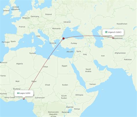 All Flight Routes From Lagos To Urgench Los To Ugc Flight Routes