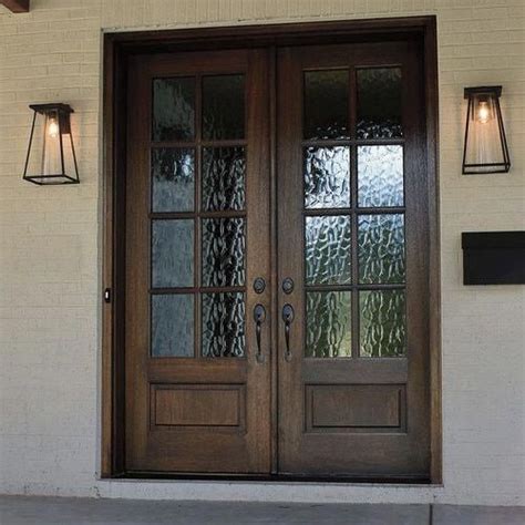 Lite Tdl Mahogany Double Entry Door With Clear Beveled Or Flemish Low