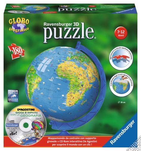 Mappamondo 180pz Cdrom De Agostini 180 Pezzi Puzzle UNILIBRO