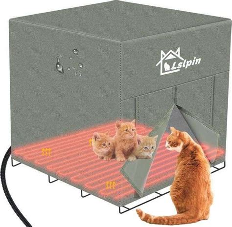 Large Heated Cat House For Outdoor Cats In Winter Lslpin Weatherproof