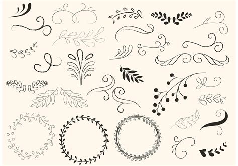 Hand Drawn Swirls And Wreath Vectors Download Free Vector Art Stock