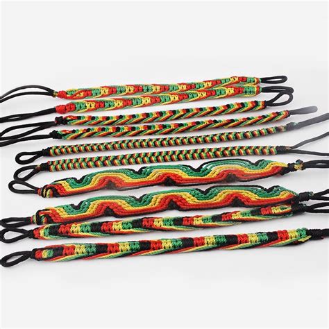 Pcs Mixed Rasta Friendship Bracelet Wristband Cotton Silk Reggae