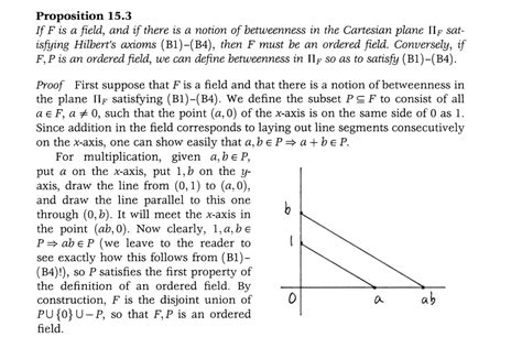 Axioms Of Ordered Geometry Imply Ordered Field Mathematics Stack Exchange