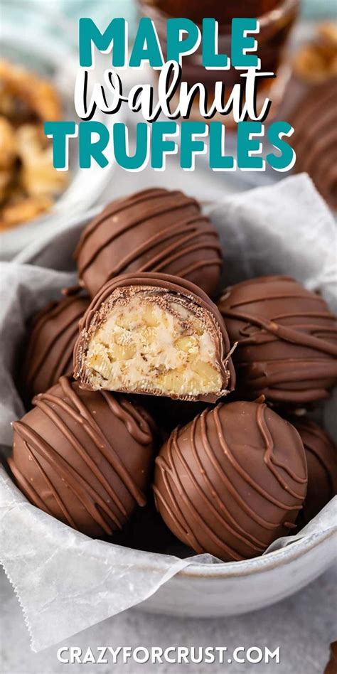 A Close Up Of A Plate Of Chocolate Truffles With The Words Maple Walnut