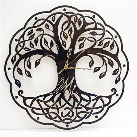 Modern Wall Clock Tree Of Life Wooden Wall Clock Large Clock Etsy