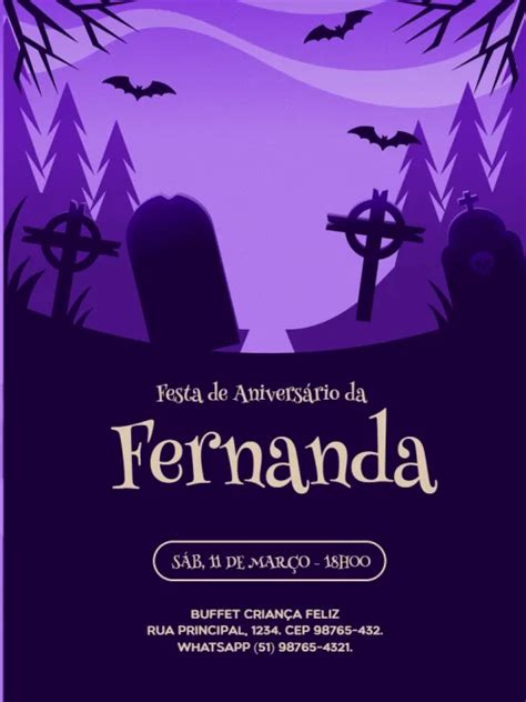 Fazer Convite Virtual De Aniversário Roxo Vampiroedite Online