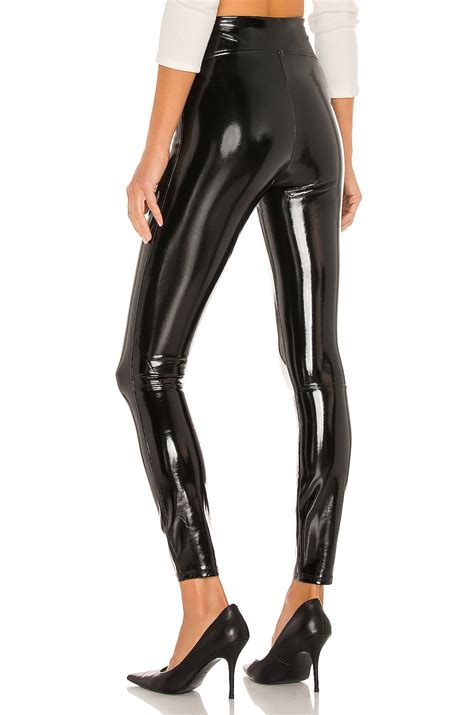 Spanx Faux Patent Leather Leggings In Black Revolve