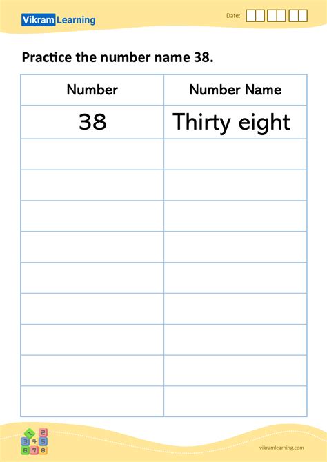 Download Practice The Number Name 38 Worksheets