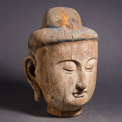 51bidlive A Craved Wooden Bodhisattva Head