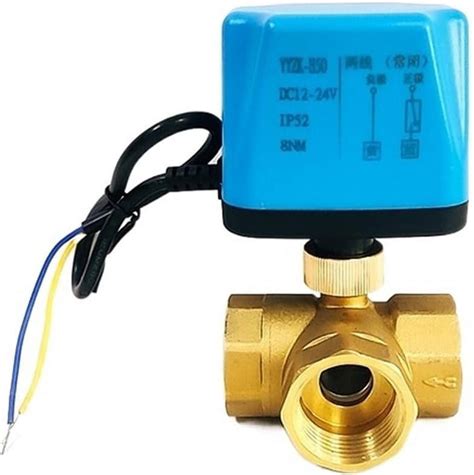 1 Three Way 220v 12v 24v 2 Wire Brass Electric Ball Valve Normally Closed Motorized Ball Valve