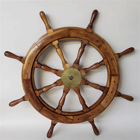 Vintage Brass And Teak Ship S Wheel Vintage Teak And Brass Ship S