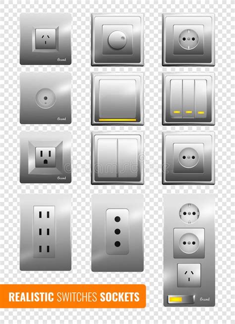 Switches And Sockets Set Type A Ac Power Sockets Realistic