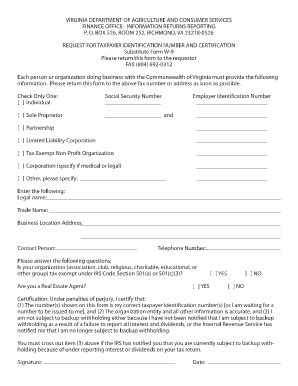 Fillable Online Vdacs Virginia W Form Virginia Department Of