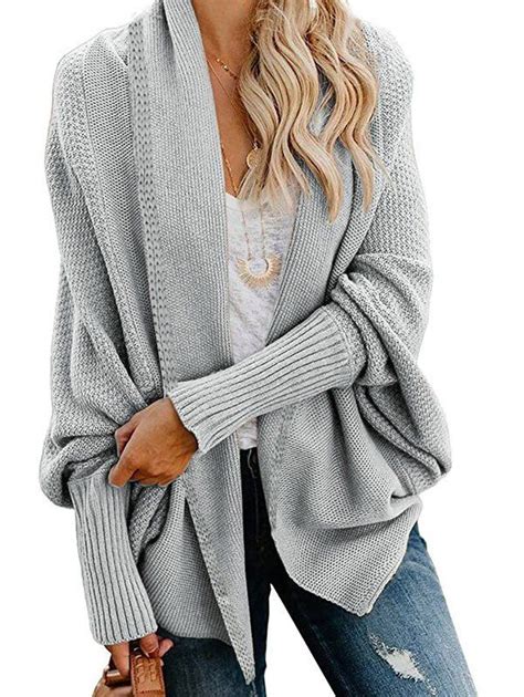 [32 Off] 2020 Shawl Collar Chunky Batwing Cardigan In Light Gray